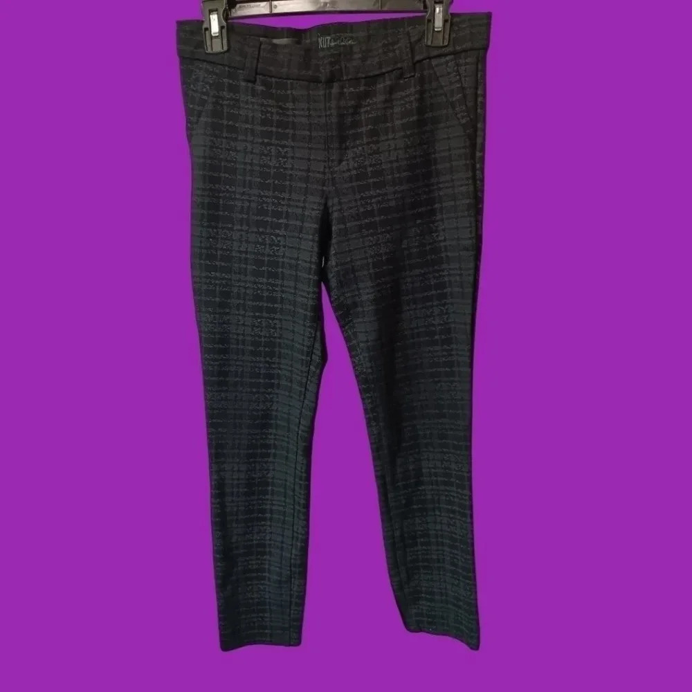 Kut from the kloth skinny plaid ponte pant blk & gray size 4P